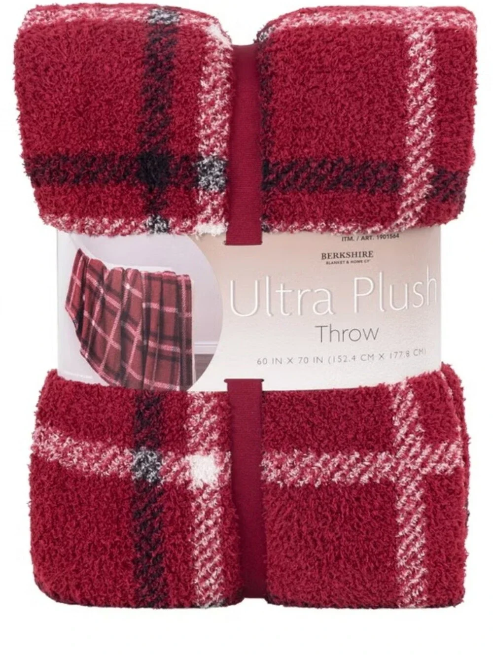 Berkshire Retro Red Plaid Ultra Plush Throw New